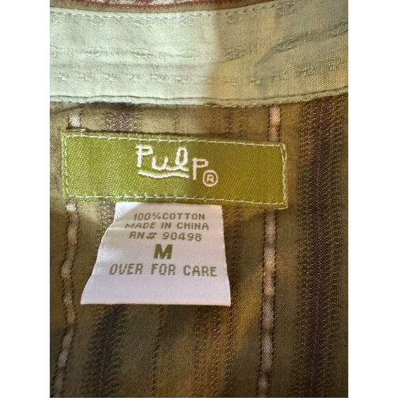 Pulp long sleeve ribbon stripe with darts Henley Shirt M - Picture 8 of 8